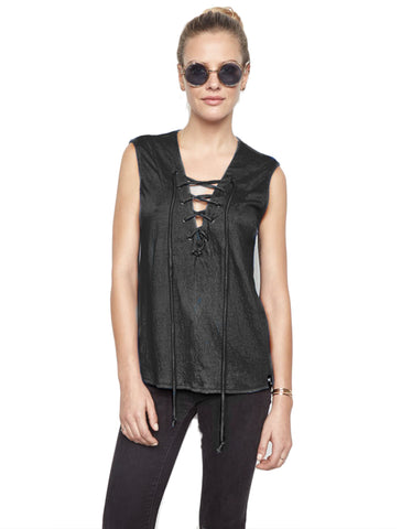 Michael Lauren Ox Open Shoulder Top in Black