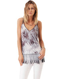 SW3 Bespoke Kalina Tank with Fringe in Blue Tie Dye - SWANK - Tops - 1