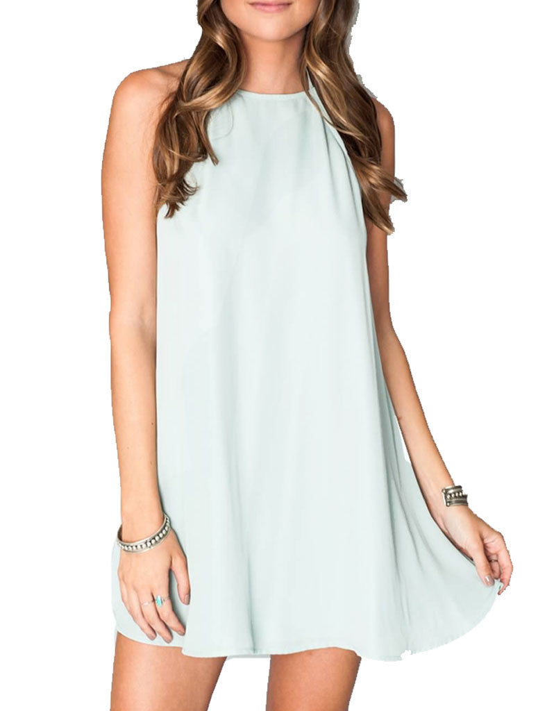 Show Me Your Mumu Katy Halter Dress in Sea Mist Crisp - SWANK - Dresses - 6