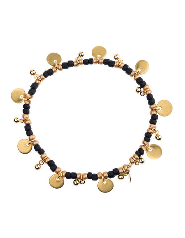 Shashi Lilu Ball Disc Stretch Bracelet in Bone