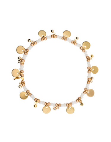 Shashi Lilu Ball Disc Stretch Bracelet in Bone