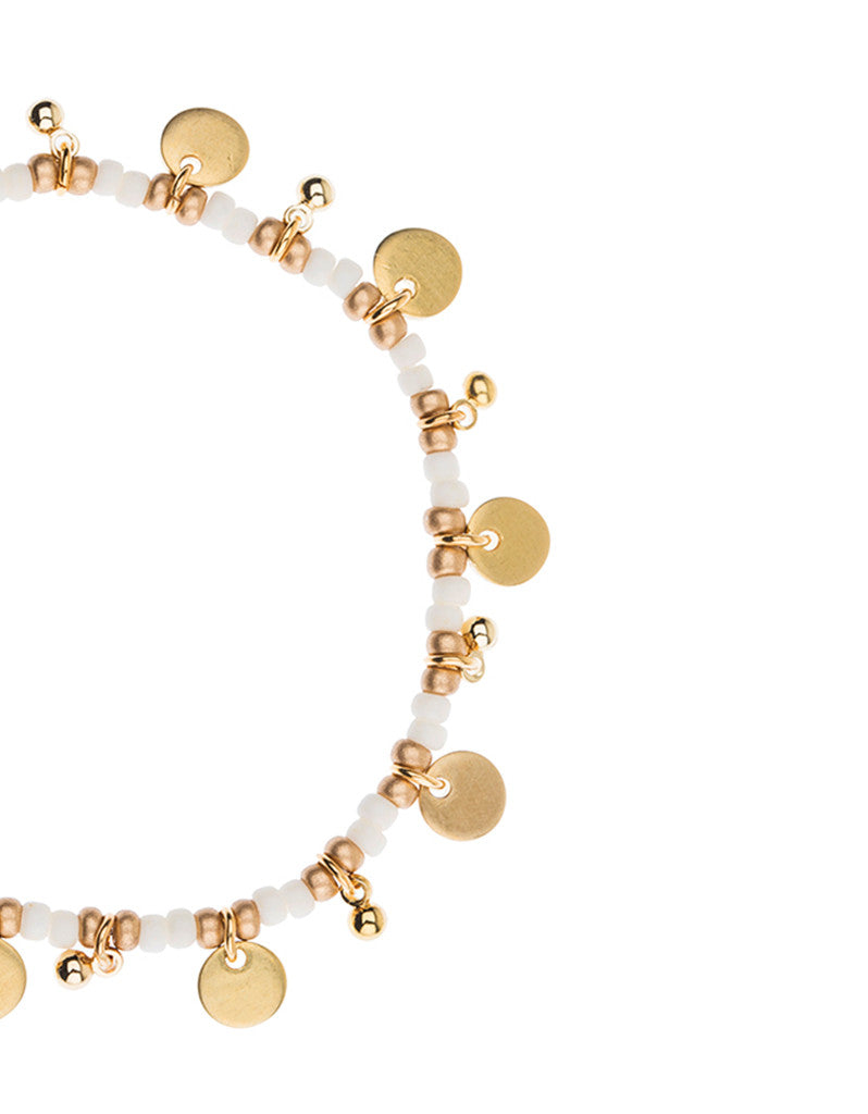 Shashi Lilu Ball Disc Stretch Bracelet in Bone