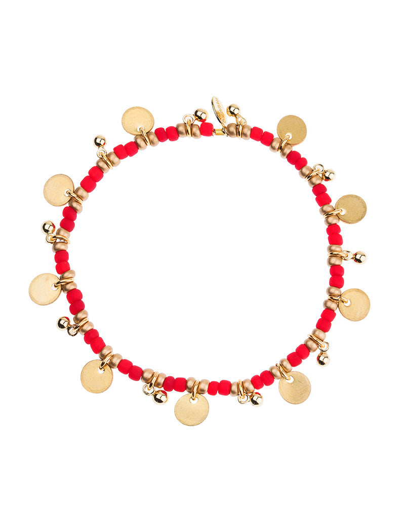 Shashi Lilu Ball Disc Bracelet in Red