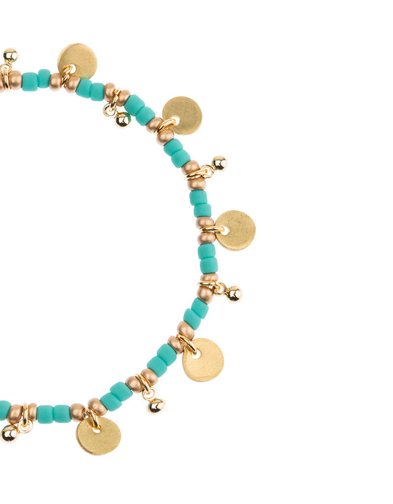 Shashi Lilu Ball Disc Stretch Bracelet in Turquoise