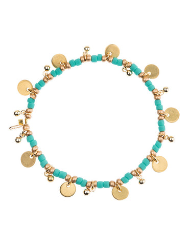Shashi Lilu Ball Disc Stretch Bracelet in Turquoise