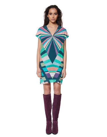 Mara Hoffman Prism Tunic Crepe Dress in Teal