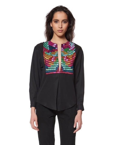 Mara Hoffman Radial Embroidered Pleat Front Shirt