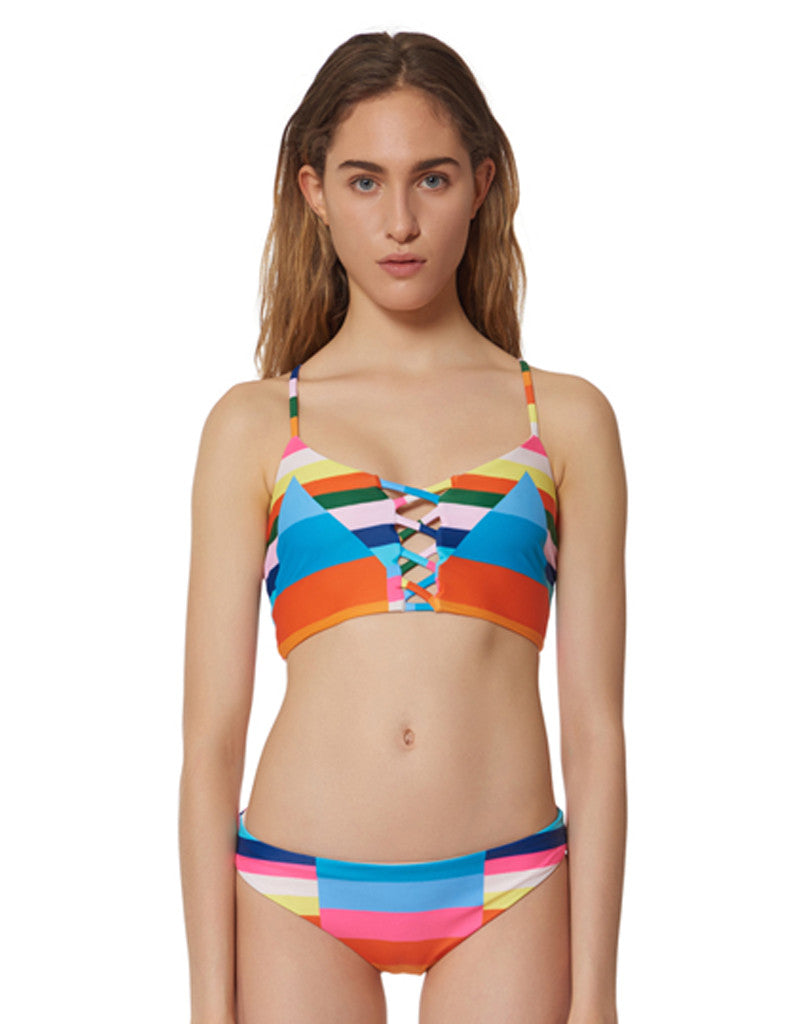 Mara Hoffman Vela Lattice Halter Swim Top in Rainbow - SWANK - Swimwear - 1