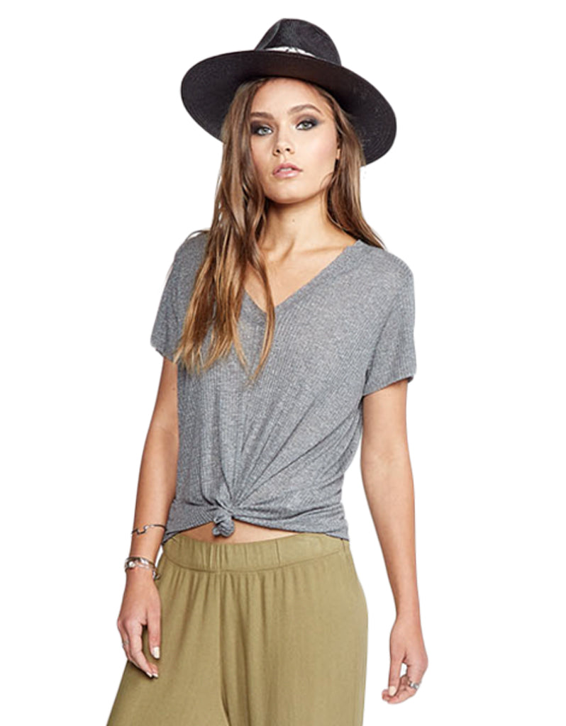 Michael Lauren Miller V-Neck Tee in Heather Grey