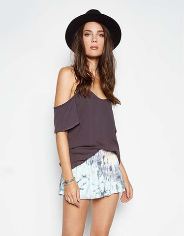 Michael Lauren Gillis Open Shoulder Bell Dress in Tidepool