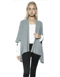 Michael Lauren Texas Fringe Wrap Sweater in Heather Grey - SWANK - Tops - 4