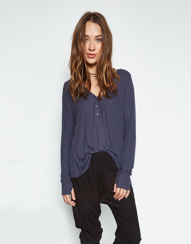Michael Lauren Carson Lace Up Hoodie in Charcoal Black