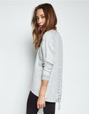 Michael Lauren Zuma Pullover w/Lace Up Back in Heather Grey