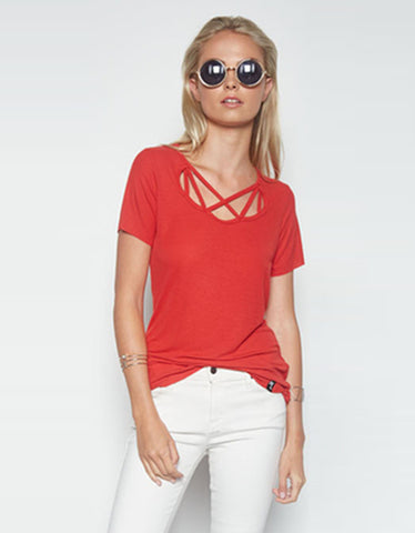 Michael Lauren Dylan 3/4 V-Neck Draped Tee