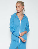 Michael Lauren Paris Fitted Zip Up Hoodie w/Stripe in Chill Out