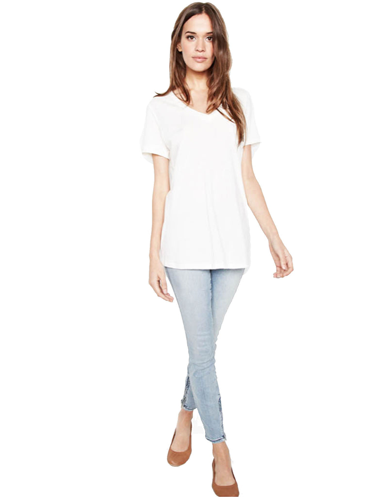 Michael Lauren Apollo V-Neck Tee in White and Black - SWANK - Tops - 2