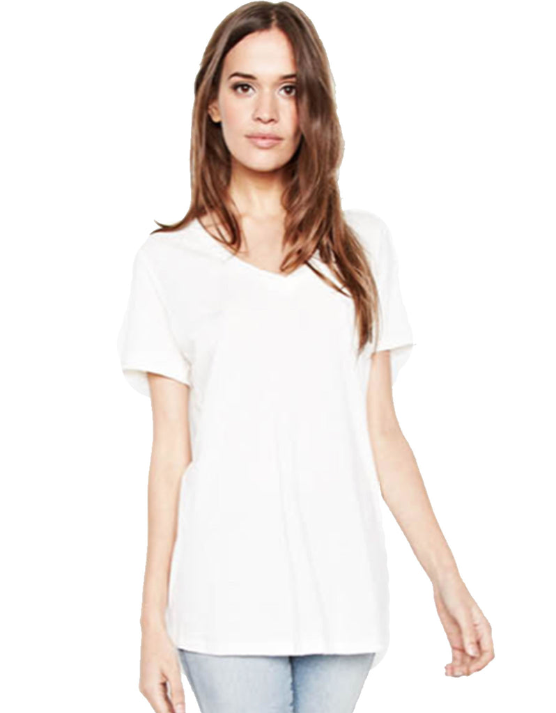 Michael Lauren Apollo V-Neck Tee in White and Black - SWANK - Tops - 1