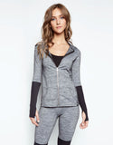 Michael Lauren Maddox Fitted Zip Up Hoodie in Stone/Black - SWANK - Tops - 1