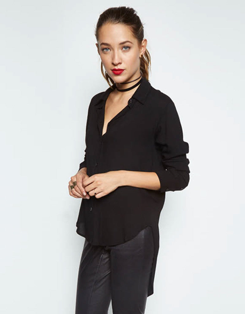 Michael Lauren Tomas Button Shirt w/Tail in Black - SWANK - Tops - 1