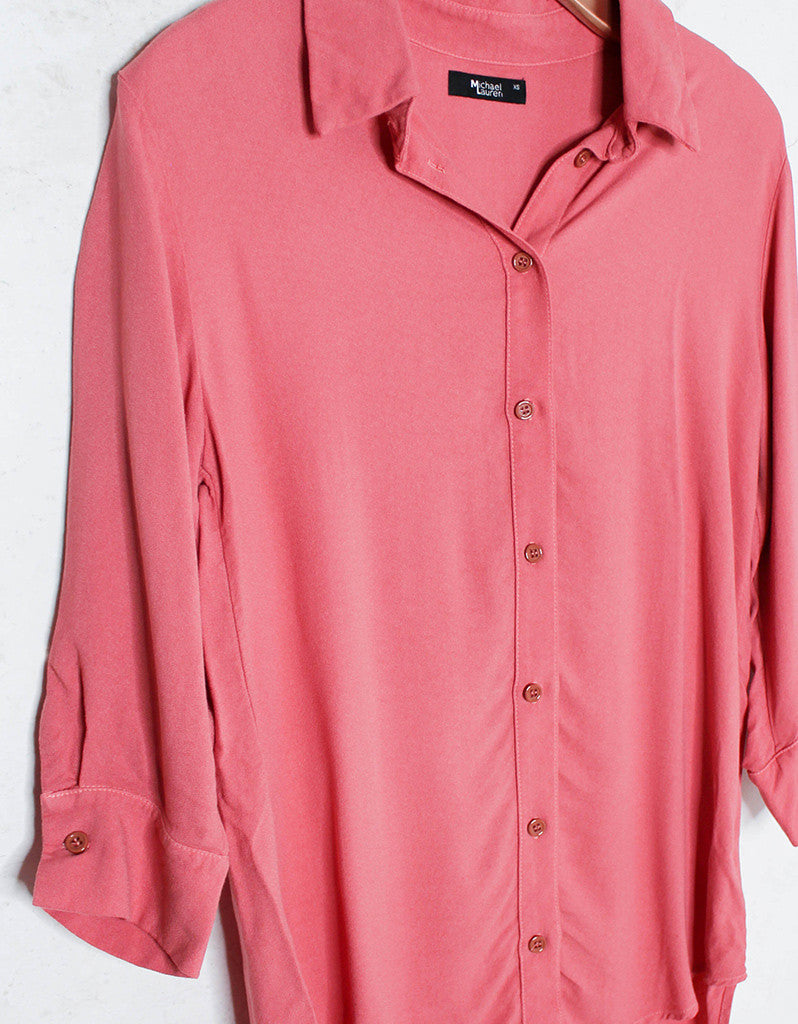 Michael Lauren Westbrook 3/4 Button Up Shirt in Primrose