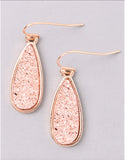 Vintage Snoot Moonlight Druzy Drop Earrings in Rose Gold