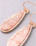 Vintage Snoot Moonlight Druzy Drop Earrings in Rose Gold