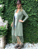 Zella Fringe Duster Cardigan in Pearl