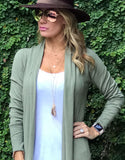 Zella Fringe Duster Cardigan in Moss