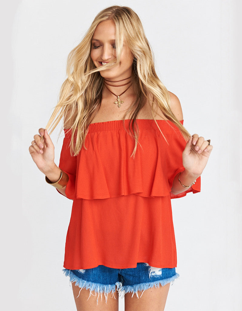 Show Me Your Mumu Bungalow Top in Red Hot Chili Pepper Cloud