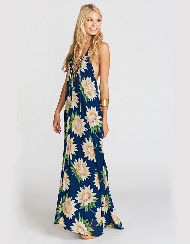 Show Me Your Mumu Logan Lace Up Maxi in Sunflower Dreams