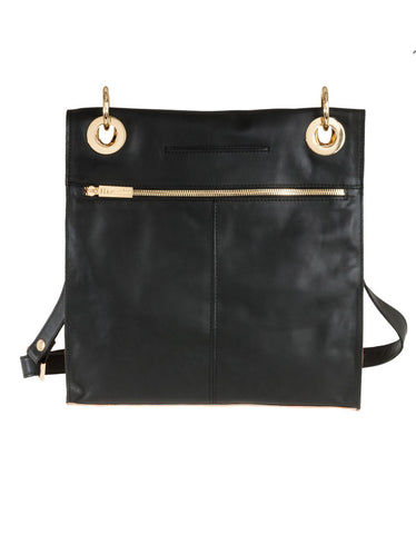 Hammitt Mark Bag in Black Out/Court Leather with Gold Hardware