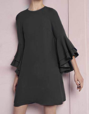 Alexis Melany Ruffle Sleeve Mini Dress in Black