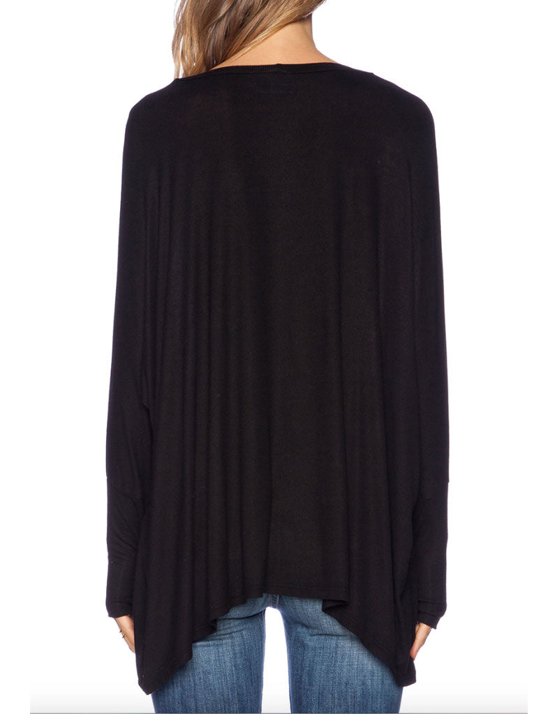 Michael Lauren Branson Draped Top with Thumbhole in Black