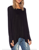 Michael Lauren Branson Draped Top with Thumbhole in Black