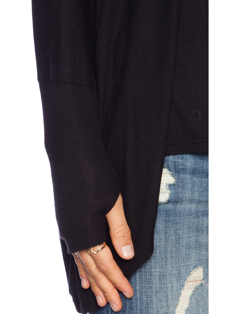 Michael Lauren Branson Draped Top with Thumbhole in Black