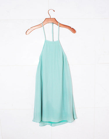 Show Me Your Mumu Katy Halter Dress in Sea Mist Crisp