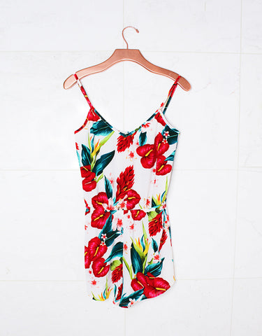 Show Me Your Mumu Rorey Romper in Flamingo Flower Stretch