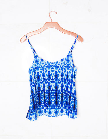 Mara Hoffman Floral Button Tank in Blue Multi