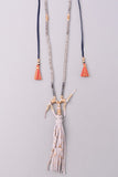 Vintage Snoot Samar Necklace with Studded Fringe in Grey