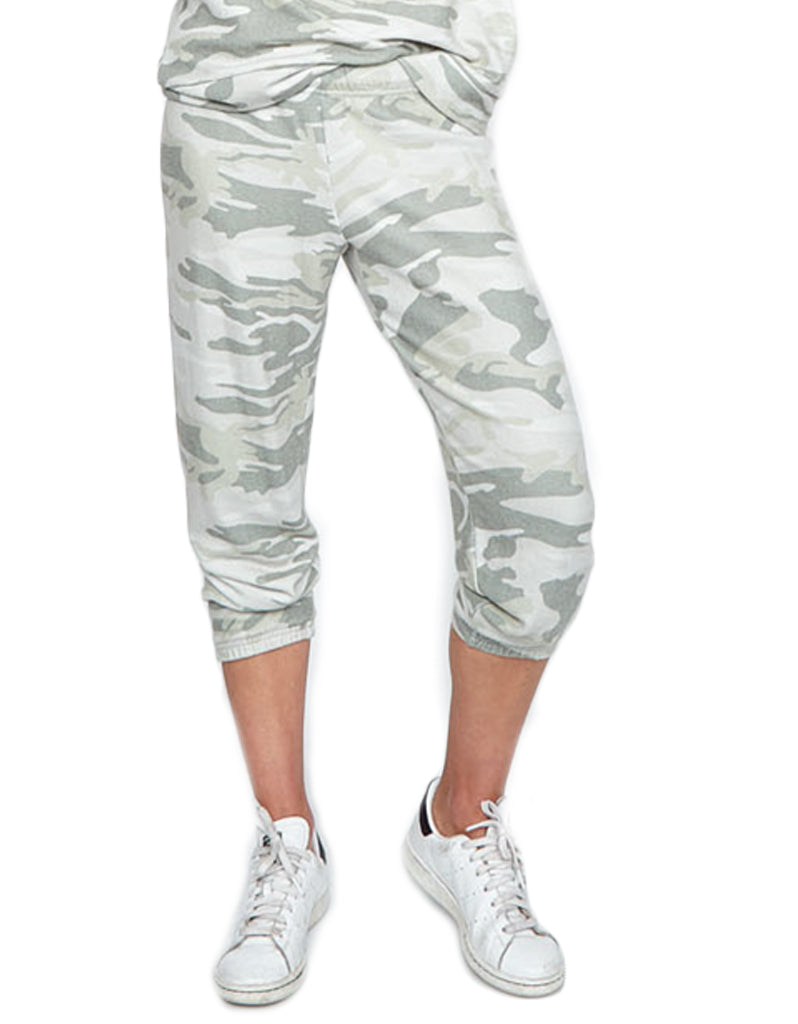 Michael Lauren Nate Crop Sweatpant in Green Camo