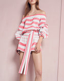 Alexis North Romper in Red White Stripes