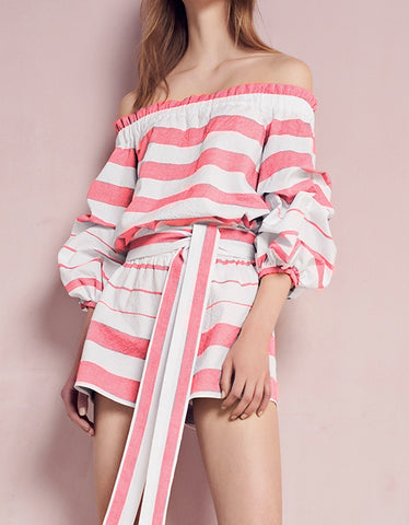 Alexis North Romper in Red White Stripes