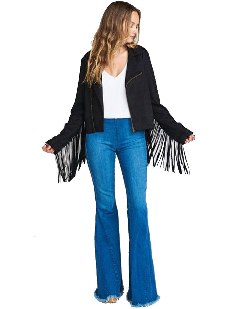 Show Me Your Mumu Ojai Fringe Jacket in Black Faux Suede - SWANK - Jackets - 1