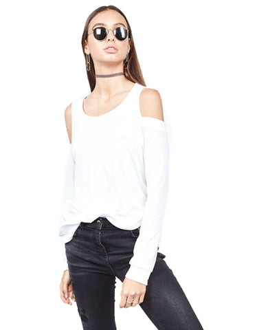 Michael Lauren Call Lace Up Sleeve Top in Black