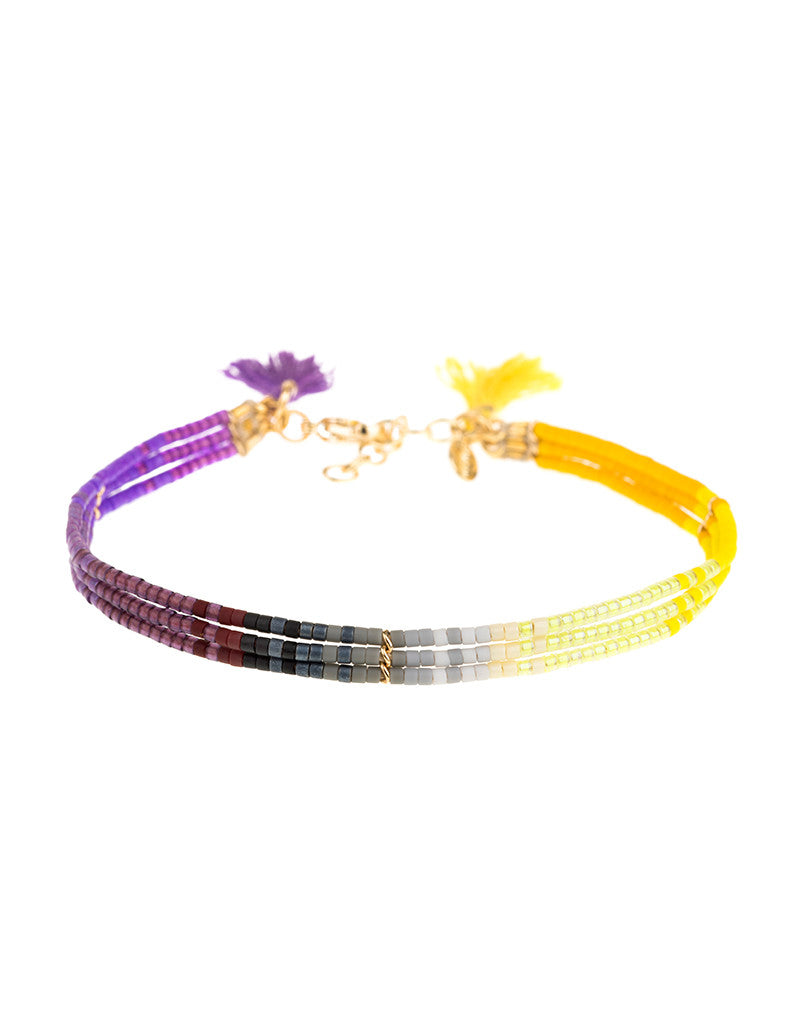 Shashi Ombre 3 Row Bracelet in Purple/Yellow