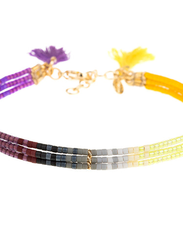 Shashi Ombre 3 Row Bracelet in Purple/Yellow