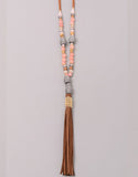 Paltrow Pave Beaded Fringe Tassel Necklace in Brown