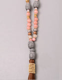 Paltrow Pave Beaded Fringe Tassel Necklace in Brown