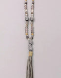 Paltrow Pave Beaded Fringe Tassel Necklace in Grey