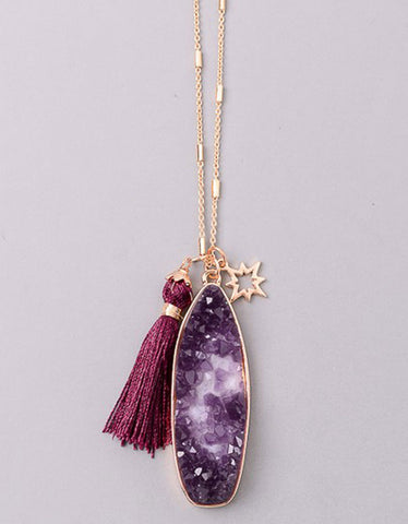 Vintage Snoot Starfire Druzy Necklace in Purple